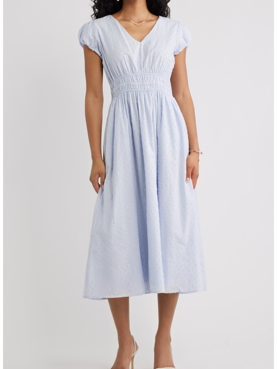 Nordstrom Dresses & Skirts - Chelsea 28 Light Blue V-Neck Midi Dress with Smocked Waist